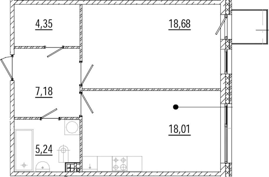 1-комнатная квартира 53.98 м², 3/9 эт., ЖК «Мануфактура James Beck»